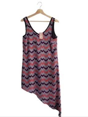 NWT LUSH Asymmetrical Chevron Tank Dress Size L Boho Festival Flowy Summer